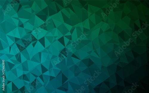 Dark Blue, Green vector abstract polygonal texture. A vague abstract illustration with gradient. Template for your brand book.