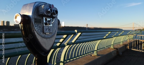 Slika na platnu coin operated binoculars on bridge