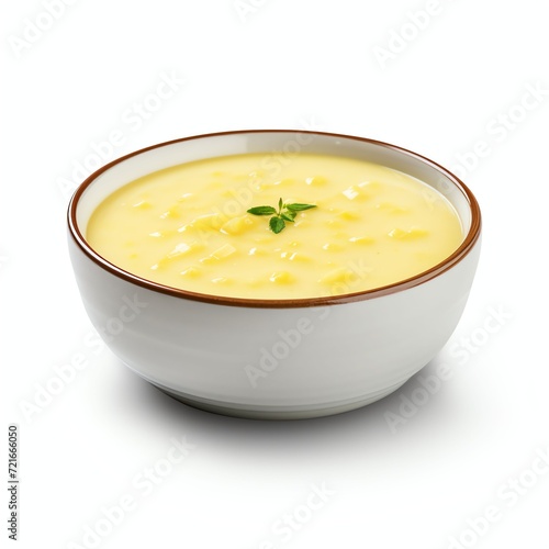 a corn soup, studio light , isolated on white background