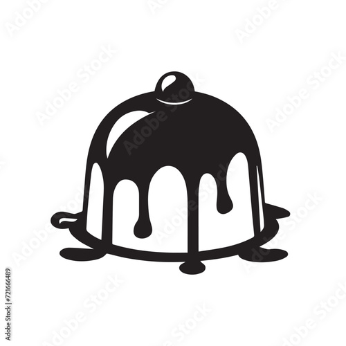 Pudding in cartoon, doodle style . Image for t shirt. Isolated 2d vector illustration in logo, icon, sketch style, Eps 10, black and white. AI Generative