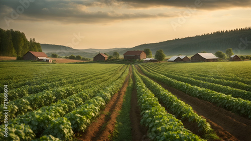 Green field of potato