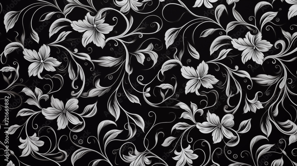 Black and white seamless pattern Background, Botanical Illustration Backdrop, HD Wallpapers PC
