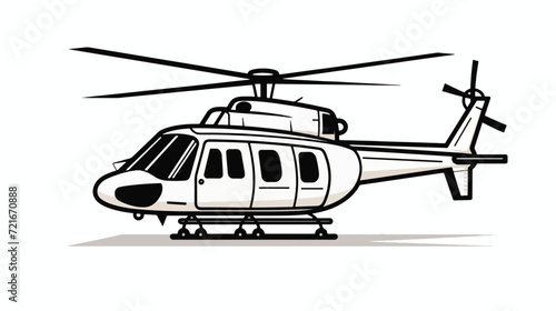 Line Icon Helicopter for Web, White Background.