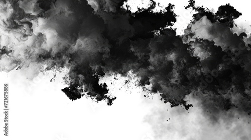 Ink smoke, black and white abstract ink texture, Monochrome on White Background, isolated background 