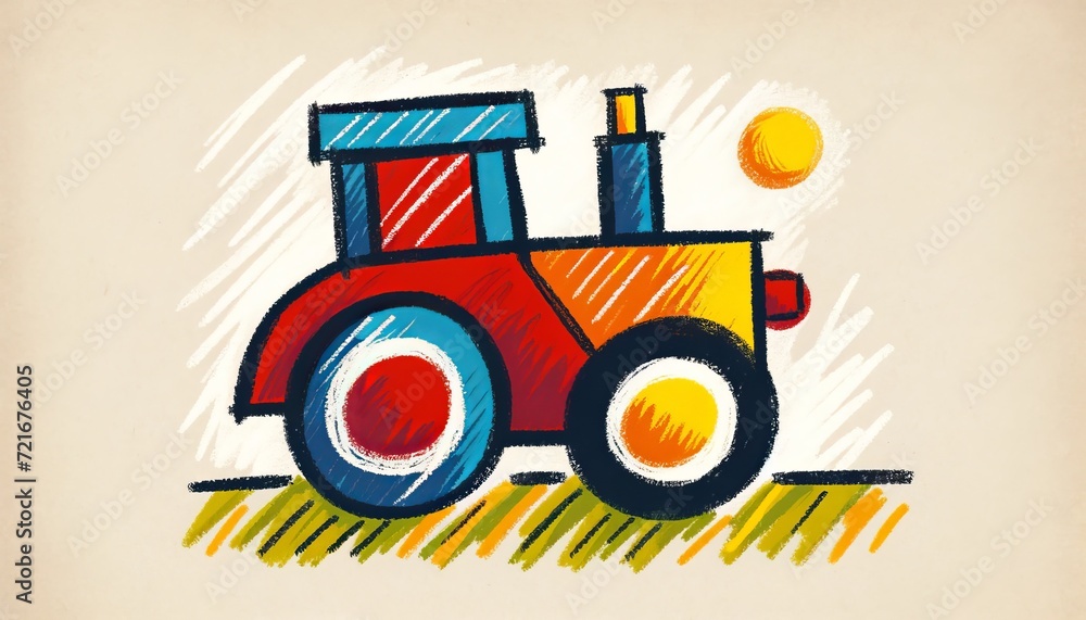 Tractor child drawing. Generative AI Tractor child drawing. Generative AI