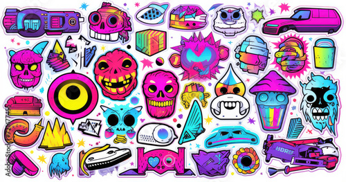 colorful graffiti style stickers