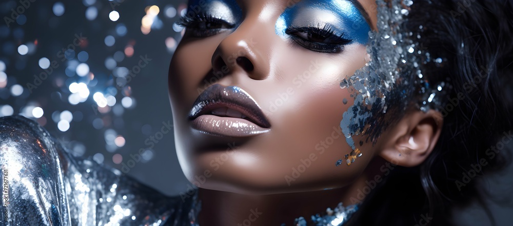 portrait of a woman with silver makeup portrait of a woman with silver makeup