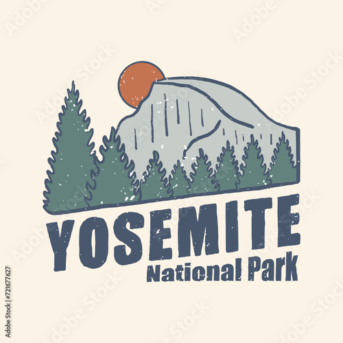 Yosemite National park vector vintage for t shirt, badge, sticker illustration photo