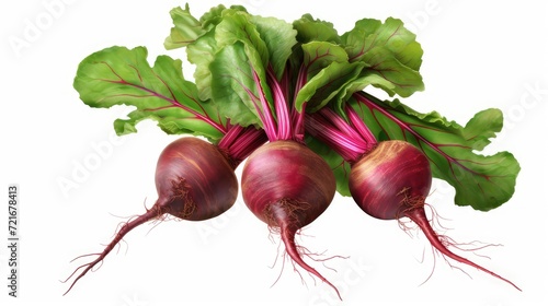 raw beets with leaves intact, isolated white background