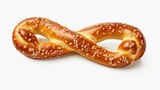 freshly baked traditional german pretzel, isolated white background