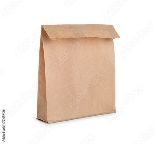 One kraft paper bag isolated on white