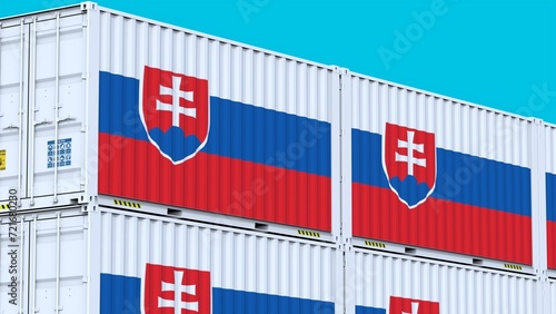 Slovakia logo Ship container with element logo and flag