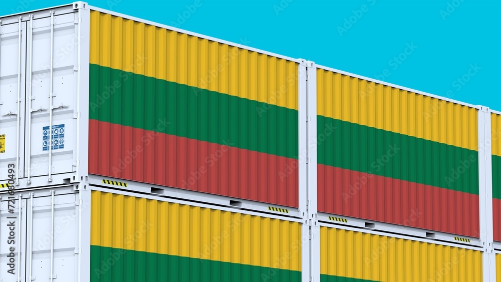 Lithuania logo Proudly Representing Shipping Containers Displaying Logo and Flag Lithuania logo Proudly Representing Shipping Containers Displaying Logo and Flag