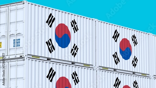Korea logo Ship container with element logo and flag