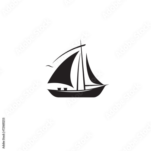 Boat in cartoon, doodle style . Image for t shirt. Isolated 2d vector illustration in logo, icon, sketch style, Eps 10, black and white. AI Generative