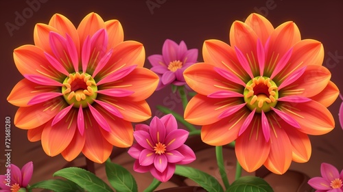 Colorful dahlia glowing flower floral Clipart  high quality resolution  beautiful flowers  3d  design