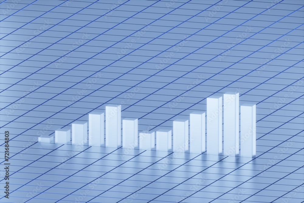 3d business blue chart background showing market stock growth and currency data for finance presentations