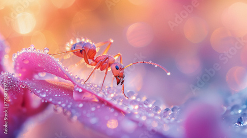 Ant in the morning dew