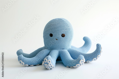 Adorable Plush Toy Octopus Isolated on White Background photo