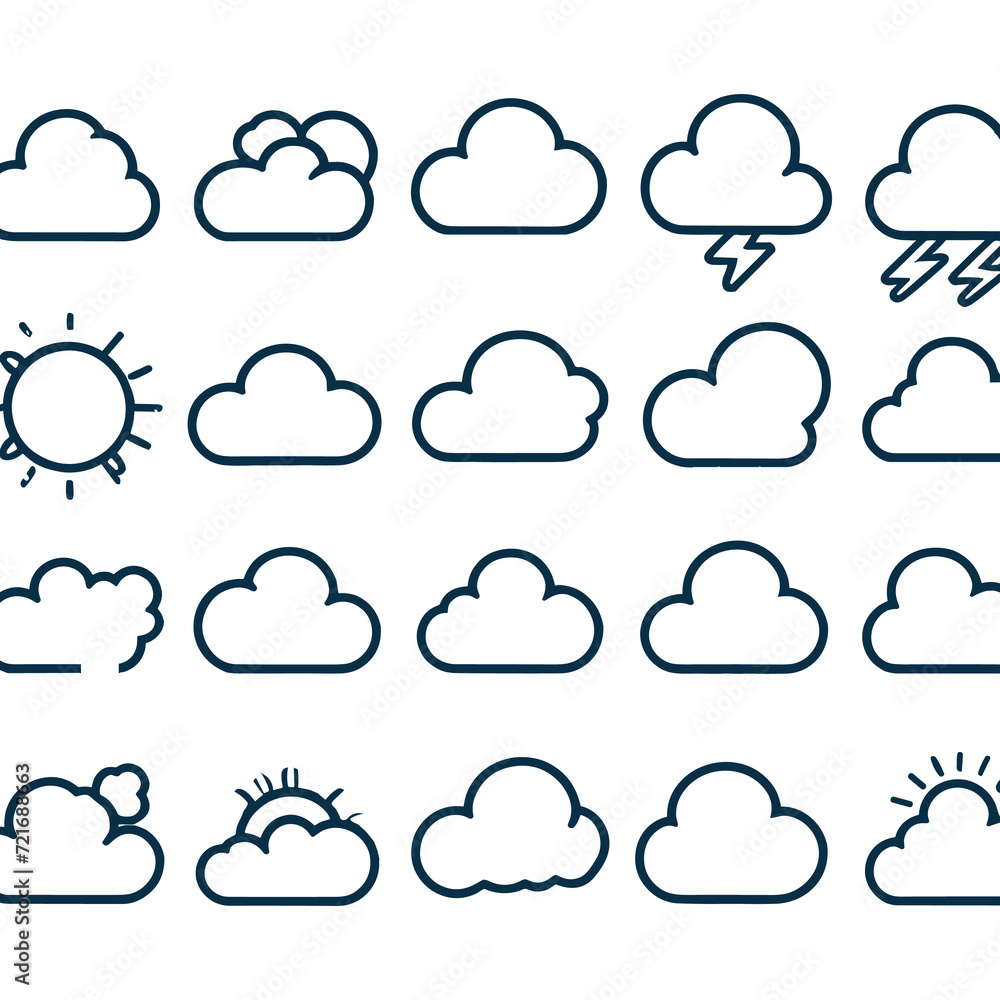 Simple outline clouds vector Set Stock Collection Generated by Ai Simple outline clouds vector Set Stock Collection Generated by Ai