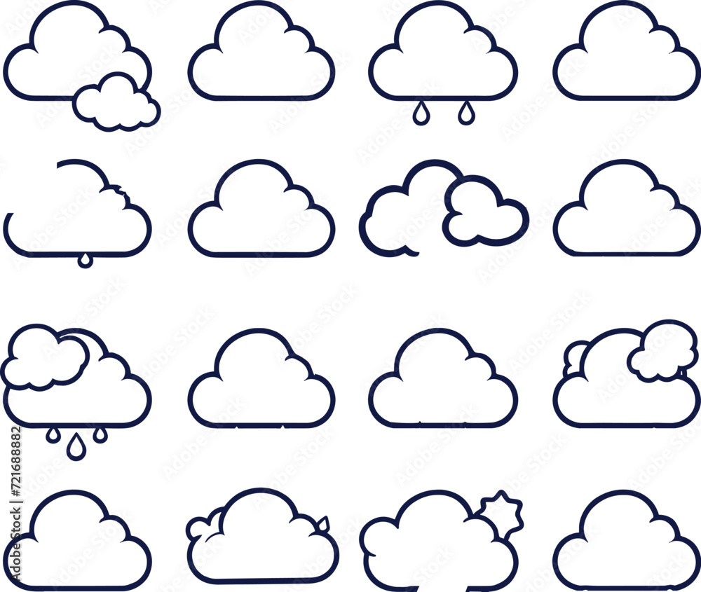 Simple outline clouds vector Set Stock Collection Generated by Ai Simple outline clouds vector Set Stock Collection Generated by Ai