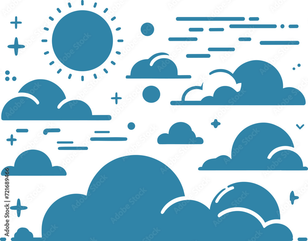 Flat clouds Collection Editable stroke with sign line art different style Generated by Ai