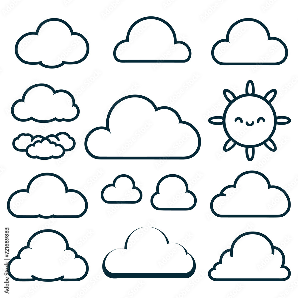 Vector outline Clouds Set Stock Collection Generated by Ai Vector outline Clouds Set Stock Collection Generated by Ai