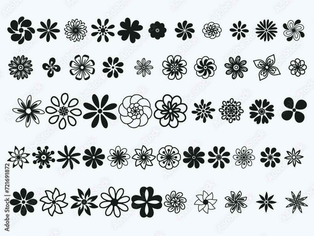 black and white elements flower icon - flower pattern seamless vector illustrator