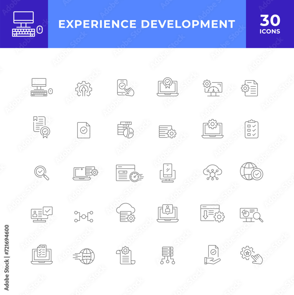 Experience development line icon set collection. modern simple web sign, symbol icon. Editable stroke.