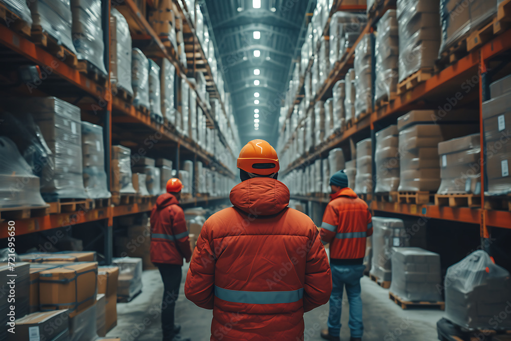 Obraz premium workers talking in a warehouse 