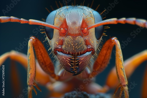 close up ant face  macro portrait. Generated AI