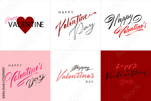 Happy valentines day typography hand lettering poster vector image	 photo