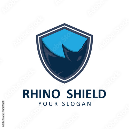 Rhino logo. Rhinoceros icon. Endangered animal symbol. African wildlife brand emblem. Vector illustration. this logo suitable for industrial, building, security and construction companies.