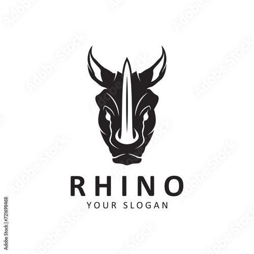 Rhino logo. Rhinoceros icon. Endangered animal symbol. African wildlife brand emblem. Vector illustration. this logo suitable for industrial, building, security and construction companies.