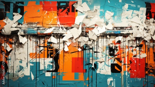 An urban-graffiti digital art piece with the torn paper texture serving as a backdrop for bold street art