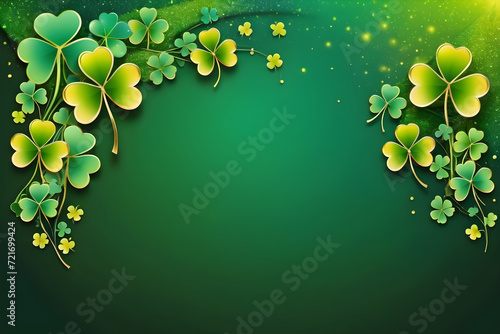 St Patricks Day background image with shamrocks around boarder and space for copy