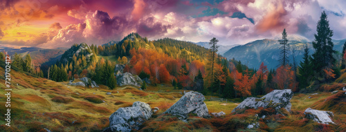 poltava mountain pasture and forest, wall art wallpaper