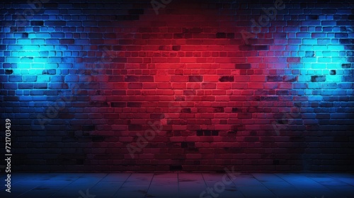 vibrant blue and red lit bricks background photo