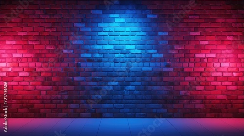 neon glow on brick wall background