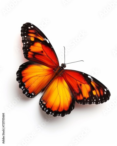 Butterfly with orange and black wings on a white background © InfiniteStudio
