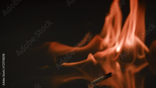 Matchstick Fire Burning in Slow Motion Part 4