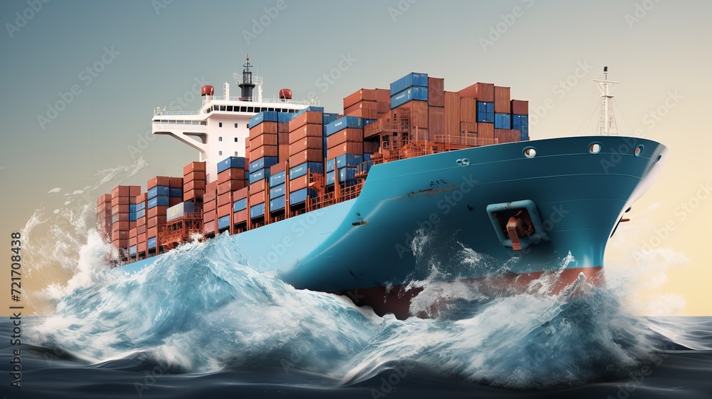 Massive Cargo Ship Navigating Open Sea - AI Generated Stock Photo ...