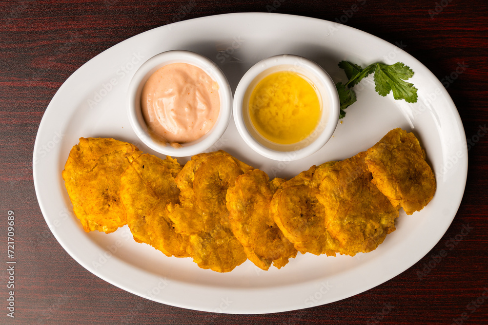 deep fried plantains with dipping sauces deep fried plantains with dipping sauces