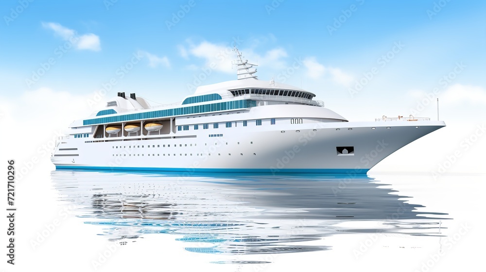 Luxury Cruise Ship Voyage in Idyllic Tropical Sea - AI Generated