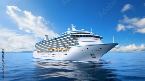 Luxury Cruise Ship Voyage in Idyllic Tropical Sea - AI Generated