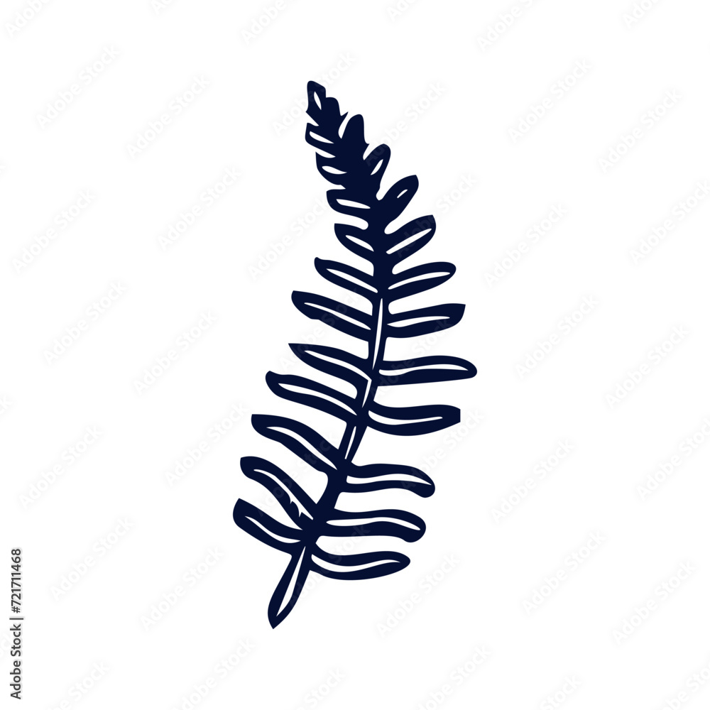 Handmade blockprint fern leaf vector motif clipart in folkart scandi style. Simple monochrome linocut plant shapes with naive rural lineart. Handmade blockprint fern leaf vector motif clipart in folkart scandi style. Simple monochrome linocut plant shapes with naive rural lineart.