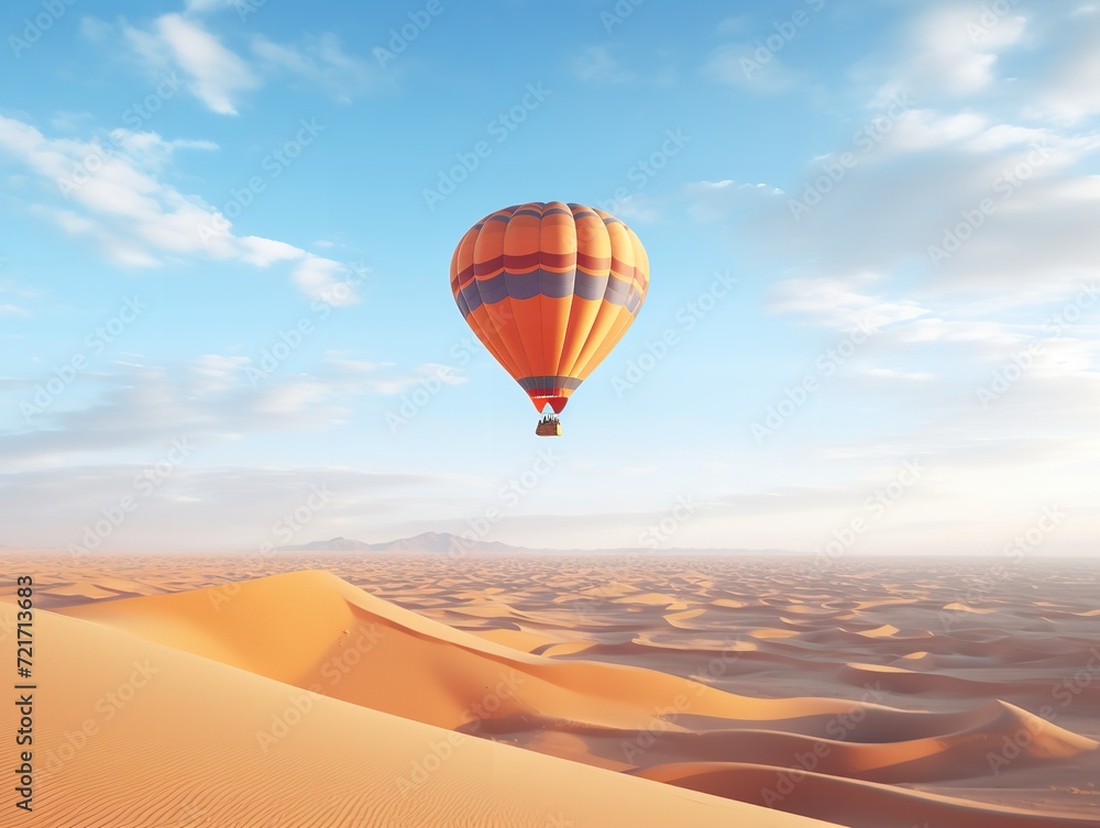 Fototapeta premium Dreamy Hot Air Balloon Floating in Blue Sky - AI Generated