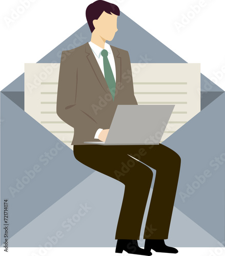 eメールを送る男性ビジネスパーソンアイコン