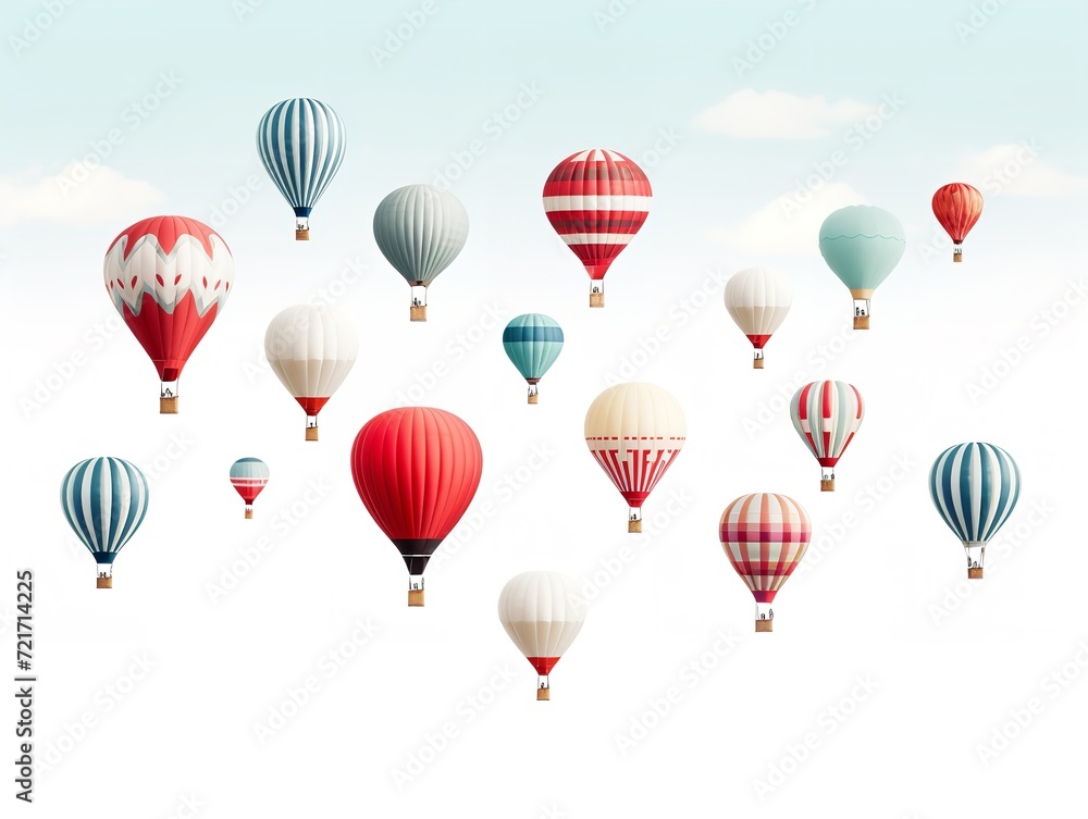 Dreamy Hot Air Balloon Floating in Blue Sky - AI Generated Dreamy Hot Air Balloon Floating in Blue Sky - AI Generated