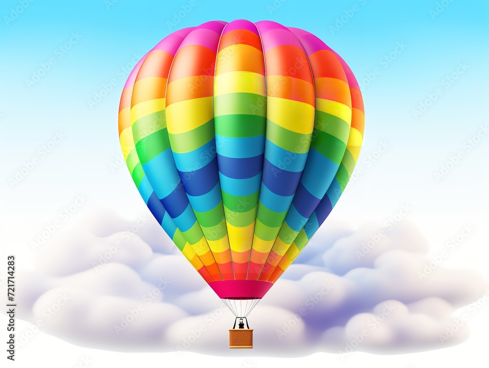 Fototapeta premium Dreamy Hot Air Balloon Floating in Blue Sky - AI Generated